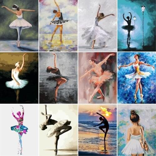 GATYZTORY Frame Painting By Numbers Paint Ballet Dancer DIY Canvas Picture Hand Painted Oil Painting Music Girl Home Decoration