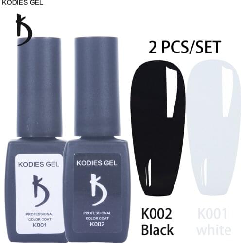 KODIES GEL 2 Pcs/Set Acrylic Gel Nail Polish Professional Manicure UV/LED Paint Enamel White Black Gelcolor Gellak for DIY Nails