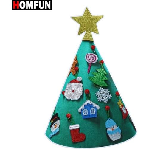 HOMFUN 5D DIY Diamond Painting Christmas Tree New Year Gift Kid Toy Artificial Tree Wall Window Sticker Christmas Home Decor