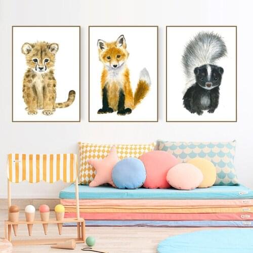 Nordic Art Restaurant Animal Children Bedroom Giraffe Big Bear Horse Canvas Painting Wall Pictures Poster Living Room Decoration