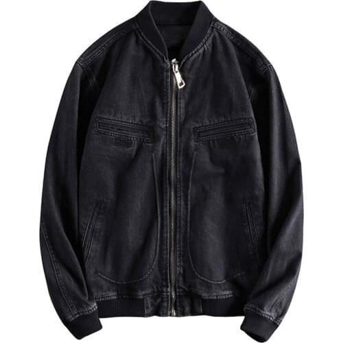 Vintage Slim Fit Mens Bomber Denim Coat Overcoats Simple Fashion Street Style Automotive Jeans Jacket and Coats Spring Summer