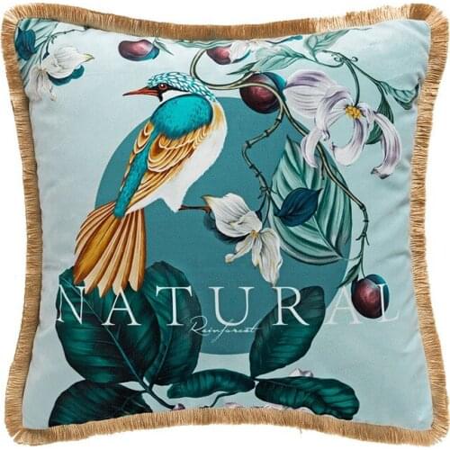Throw Pillow Covers Decorative Tropical Rainforest Flower Cushion Case Animals Botanical Repeat Pillowcase 45X45cm Unique Style