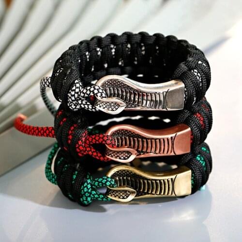Charm Mens Snake Braided Bracelet Handmade Rope Paracord Bracelet Animal Wrap Bracelet Hiking Camping Outdoor Kits