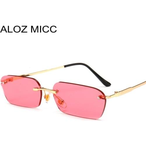 ALOZ MICC Rimless Rectangle Sunglasses Women Men Brand Designer Sexy Small Square Sun Glasses Female Metal Eyewear UV400 Q40