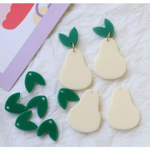 Wholesale 50pcs/lot color print cartoon leaves/pear shape resin beads diy jewelry earring/garment pendant accessory
