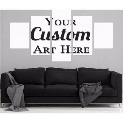 Drop Shipping 5 Panel Customized HD Print Canvas Painting With Frame Custom Photo Modular Poster Picture Modern Home Decoration