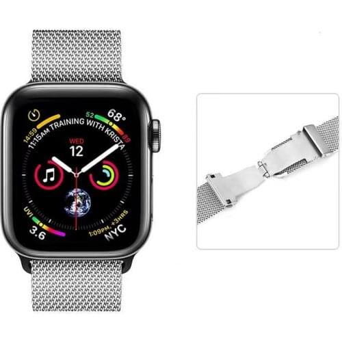 Milanese loop strap For Apple Watch band 44mm 40mm Series 6 5 4 SE Metal butterfly buckle band For iwatch band 3 2 1 42mm 38mm