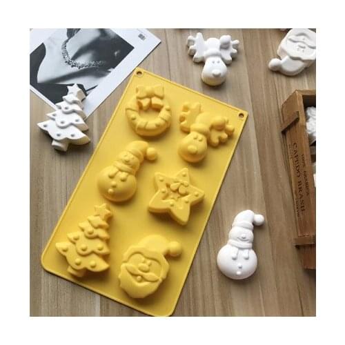 Christmas series Cake Silicone mold Snowman Santa handmade soap molds wax mould fondant cake decorative mold