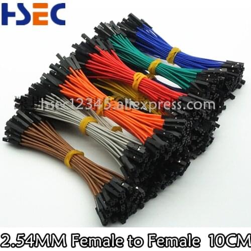 100pcs 1p female to female jumper wire dupont cable wire line 10cm 2.54MM Pitch Red/Black/White/Green/Blue/ Connector Breadboard
