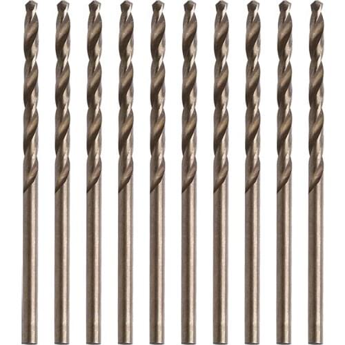 10Pcs 1/1.5/2/2.5/3/3.5/3.5/4/4.5/5 mm M35 Round Shank HSS-Co Cobalt Twist Drill Spiral Drill Bit