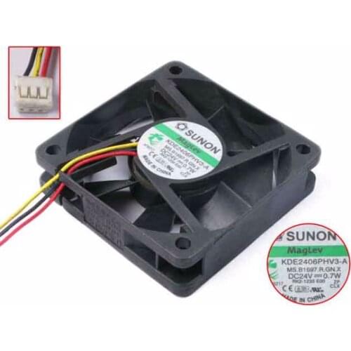 SUNON KDE2406PHV3-A MS.B1697.R.GN.X DC 24V 0.7W 3-Wire 60x60x15mm Server Cooling Fan