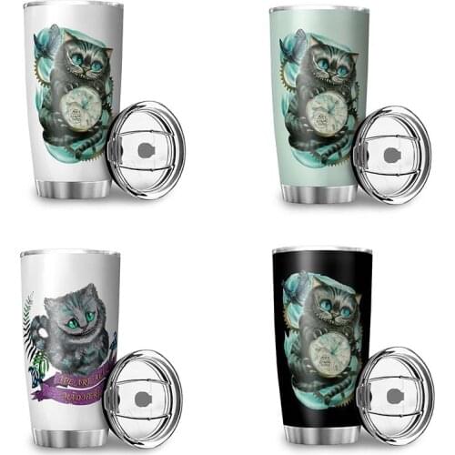 1pc 600ML Stainless Steel Thermos Cup Weirdly Funny Cat Water Cup Double Wall Vacuum Cup Portable Travel Bottle Custom Cup