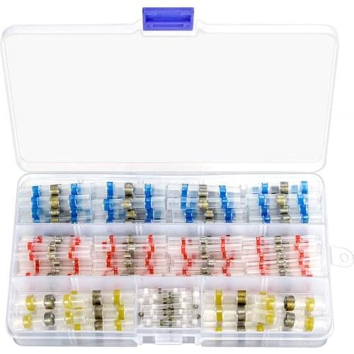 100PCS Heat Shrink Soldering Terminals Waterproof Butt Connectors Seal Solder Sleeve Electrical Wire Connectors Insulated