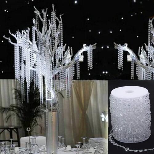 10mm 30m Octagonal Acrylic Beads Strand Line Chain Diamond Crystal Wedding Party Garland Decorations Festival Rhinestone Curtain