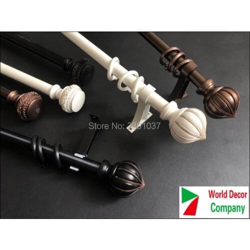High-Grade Baroque Retro curtain rod set Rome pole 28MM Aluminum Alloy mute curtain pole single and double curtain rods