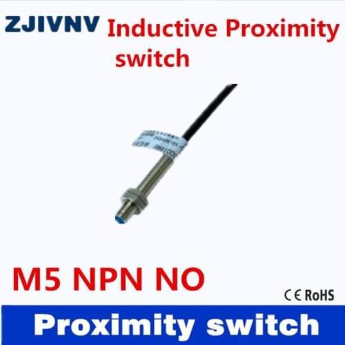 Best quality IP67 DC 3 wires NPN NO inductive proximity switch ,detect distance1mm, Dia 5mm CE approval
