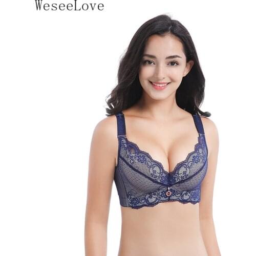 WeseeLove Sexy Lace Push Up Bras For Women Underwear Padded Underwire Plus Size Brassieres Lingerie Intimates