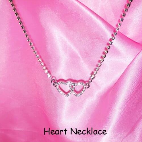 Y2K Jewelry Shiny Crystal Heart Necklace for Women Egirl Aesthetic Vintage INS Necklace 2000s Fashion Harajuku Friends Gifts