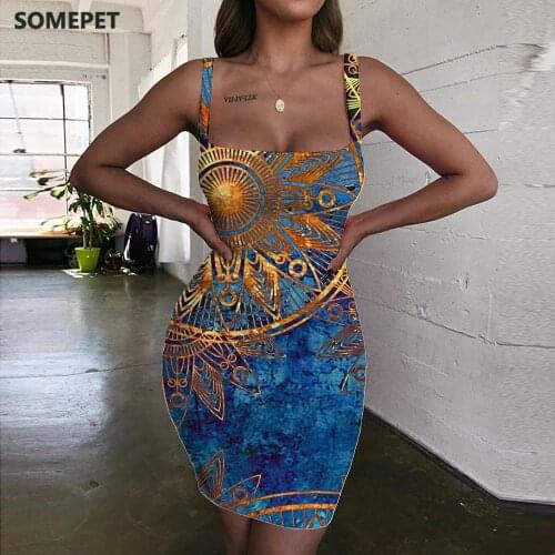 SOMEPET Flowers Dress Women Graphics Ladies Dresses Creativity Sundress Art Bodycon Dress Womens Clothing Party Vintage Beach