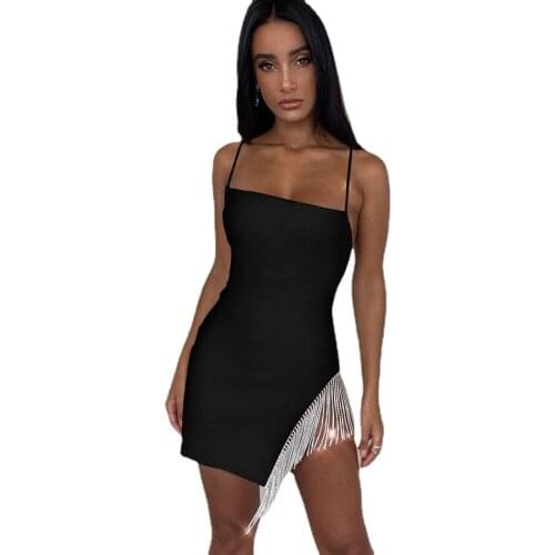 Dress Party Tassel Sexy Solid Strapless Sleeveless Patchwork Bodycon Elegant Prom Dresses Bandage 2021