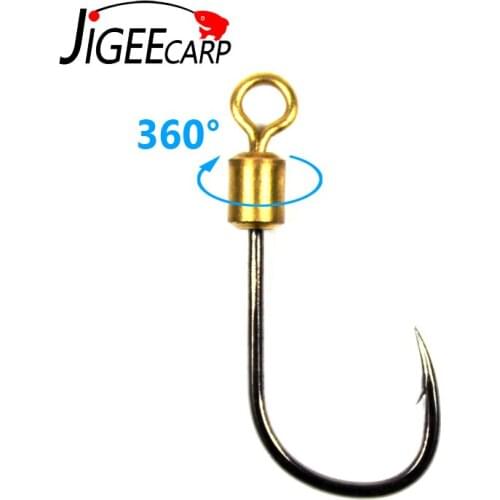 10pcs Carp Fishing Hooks Rotating Fish Hook with Swivel High Carbon Steel Sharp Barbed for Bait Lure Worm Fishing Hooks