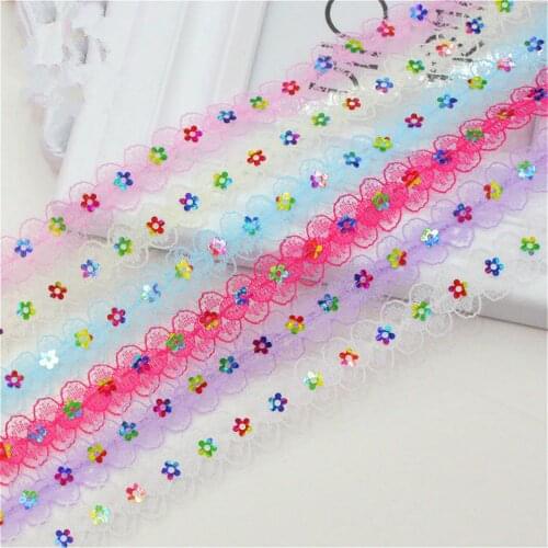 10YD 1.5cm Non-elastic Lace 140 Colorful Sequins Ethnic Clothing Decoration Lace Clothing Accessories