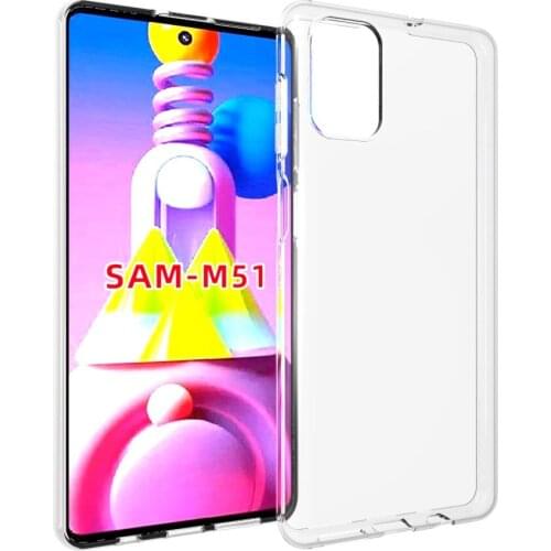 100pcs/lot High quality transparent Smooth Soft TPU Cover Case For Samsung Galaxy M51