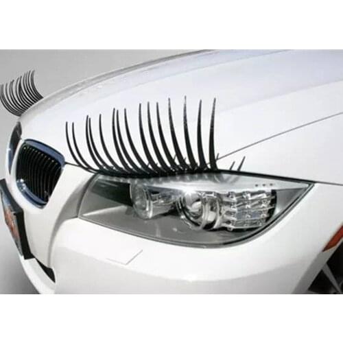 2PC Headlight Black Eyelash Sticker Car Eyelashes Car False Eyelashes Car Sticker Motorcycle Car Styling Accessories Automobiles