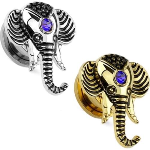 2Pcs Brass Ear Plugs and Tunnels Elephant Ear Piercings Flesh Tunnel Ear Plugs Ear Expander Earring Gauges Body Jewelry