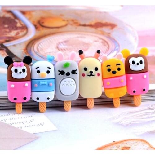 20pcs/lot Cute Ice cream resin Decoration Crafts Flatback Cabochon Scrapbook Kawaii DIY Embellishments Accessories