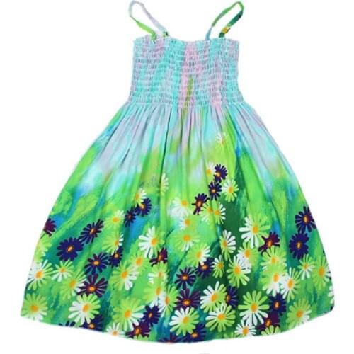 2018 Bohemian Summer Style Girls Clothing 2-10Y Girls Flower Print Kids Beach Dresses For Girls Princess Dress Cotton