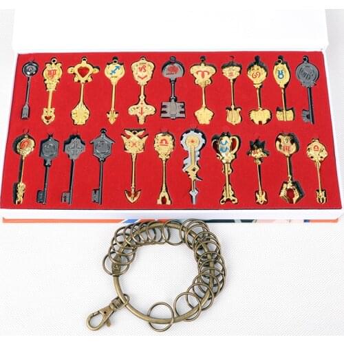 23pcs/set Anime Fairy Tail Cosplay Lucy Sign of the Zodiac Necklace Pendants Keyring Keychain Gift Action Figure Doll Toys