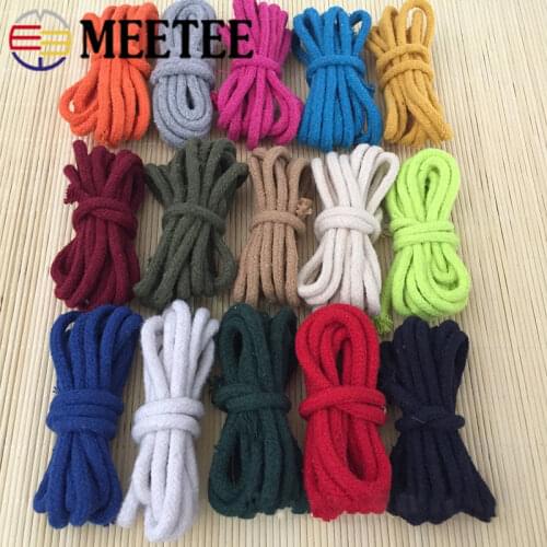 Meetee 40Meter 5mm Woven Cotton Rope 16 Strands Cord for Pants Waist Strong Rope Garment Handbag DIY Crafts Handmade Accessory