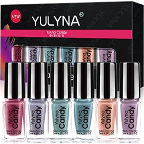 6Bottle/Set Nail Polish 6ml Non-Peeling Nail Art Lacquer Pure Nail Color Pink Blue Series Manicure DIY Design TN