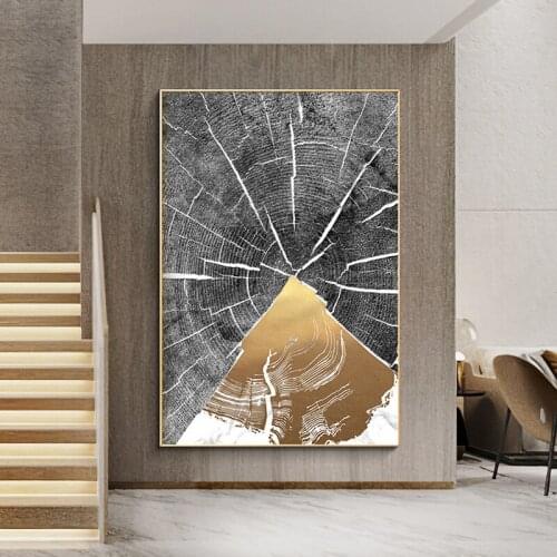 Abstract Marble Canvas Print Paintings gold annual ring Poster Morden Wall Art Pictures on Canvas Living Room Office Home Decor