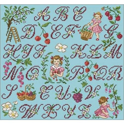 Alphabet Orchard patterns Counted Cross Stitch 11CT 14CT 18CT DIY Chinese Cross Stitch Kits Embroidery Needlework Sets