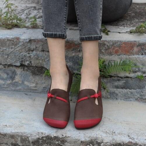 Womens Slip-on Shoes Ballet Flats 100% Genuine Leather Womens Flat Shoes Round toe Ballerina Flats Ladies Barefoot Loafers