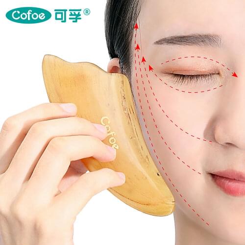 Cofoe Gua Sha Scrapping Plate Board Gouache Scraper OX Horn Gusha Therapy Massage for Chinese Medical Skincare