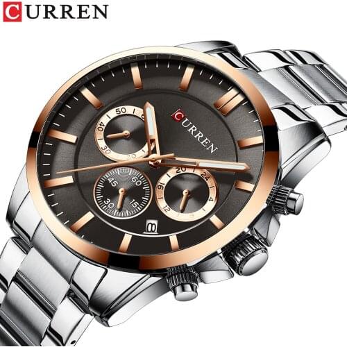 CURREN brand unique style new mens watch, fashion business steel belt watch with luminous function watch, waterproof and durabl