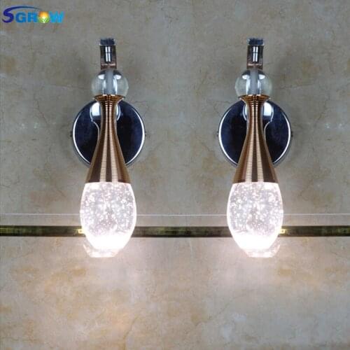 SGROW Single Head Water Droplets Crystal Wall Lamp for Living Room Bedroom Dining Room Aisle Corridor Indoor Lighting Fixtures