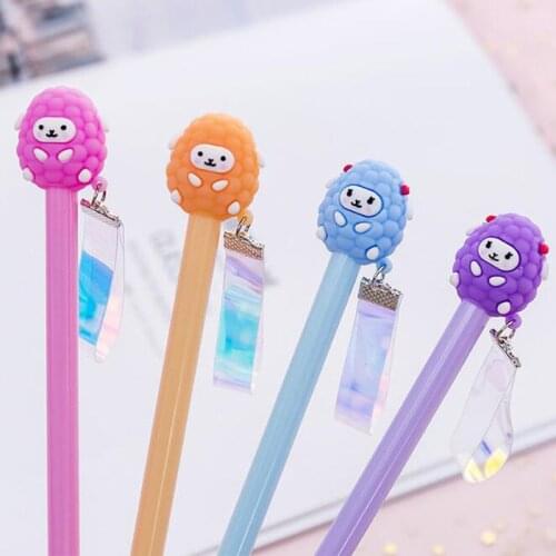 1pc Cute Sheep Pen Cartoon Lamb Laser Streamer Gel Pen Creative Exam Black Ink Signature Pen Office School Supplies Stationery