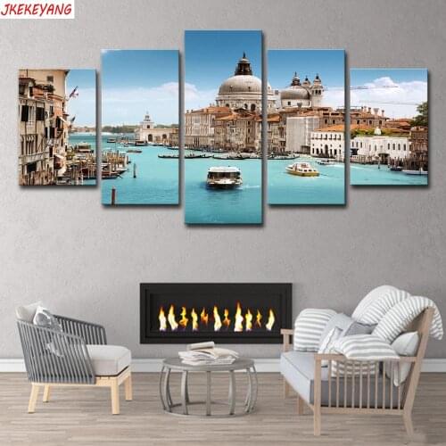 Full Square/Round Drill 5D DIY diamond painting 5pc Venice scenery Pictures mosaic Diamond Embroidery Wall Arts J2223
