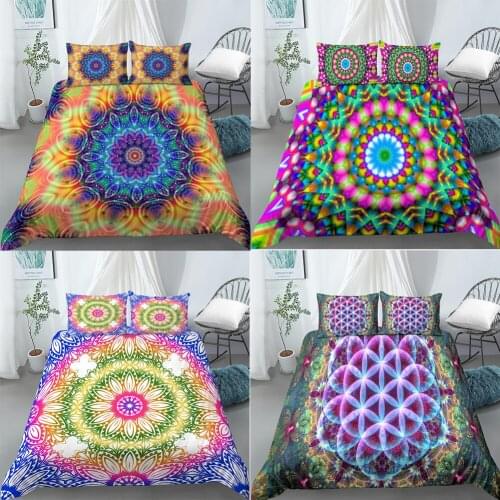 3D Mandala Floral Bedding Set Bohemian Duvet Cover with Pillowcase Shame Twin Polyester Comforter Cover Queen King Size