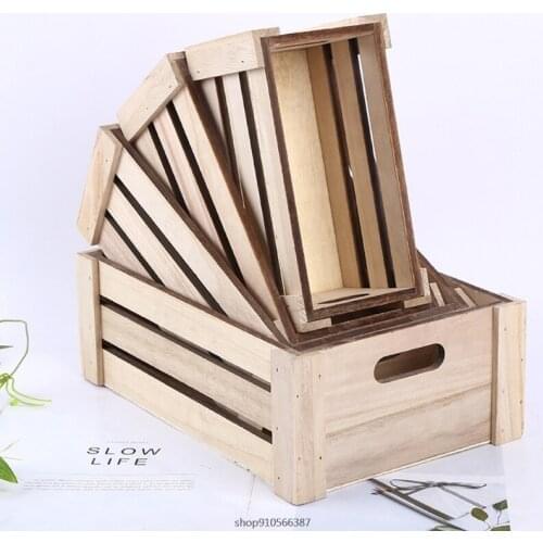 Creative Rectangular Wooden Desktop Storage Basket Desk Organizer Box Desktop Sundries Collection Arrangement Eco Home Wholesale