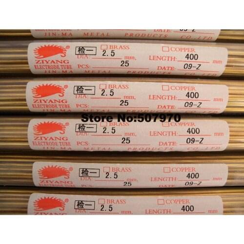 Ziyang Brass Electrode Tube OD2.5*400mm Single Hole for EDM Drilling Machine