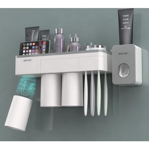 Magnetic Adsorption Inverted Toothbrush Holder Makeup Cleanser Phone Toothpaste Bathroom Storage Wall Mount Bathroom Set