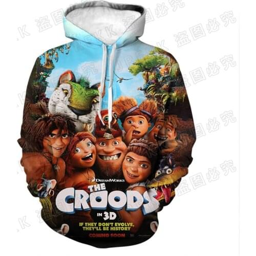 Disney Movie The Croods Mens Clothes Cartoon Anime 3D Printed Women Sweatshirt Harajuku Style Oversized Kids Hoodies