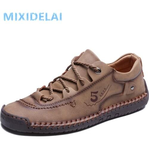 2020 New Men Casual Shoes Handmade Leather Loafers Comfortable Mens Shoes Quality Split Leather Flat Moccasins Men Sneakers