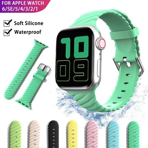 Soft Silicone Band for Apple Watch Strap 44mm 40mm 42mm 38mm Rubber Wristband Sport Bracelet for IWatch Series 6 SE 5 4 3 2 1