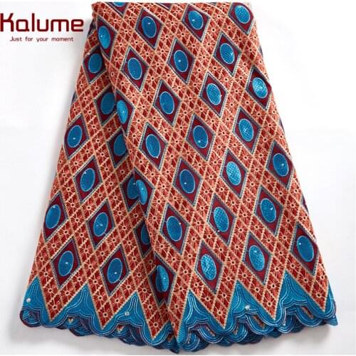 Kalume Nigerian Swiss Lace With Stones African Cotton Lace Fabric Swiss Voile In Switzerland High Quality For Diy Dress H2508